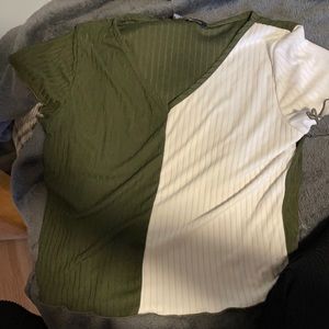 Green and white crop top